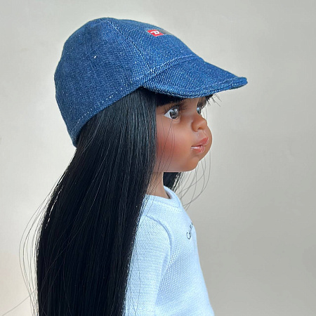 Джинсовая бейсболка на куклу Paola Reina 33 см, синяя